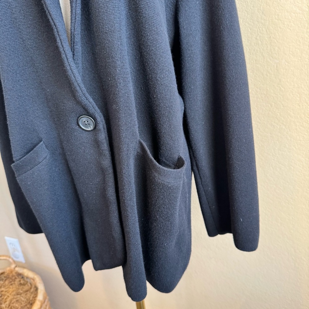 J Crew Cecile Relaxed Sweater Blazer Womens L Black Wool Double Knit Capsule - Picture 6 of 16